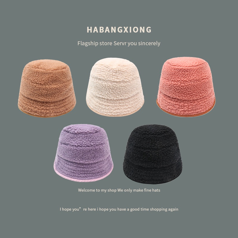 Mũ Bucket Lông Cừu Dày Dặn Ấm Áp Hợp Thời Trang