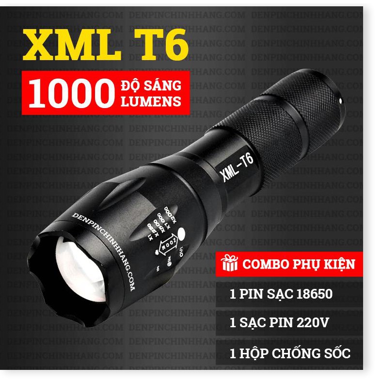 Đèn Pin Siêu Sáng XML - T6, Đèn Led Cao Cấp - Nhỏ Gọn - Tiện Dụng, Đèn Pin Chiếu Sáng Cực Mạnh - Độ Bền Cao - Bảo Hành L