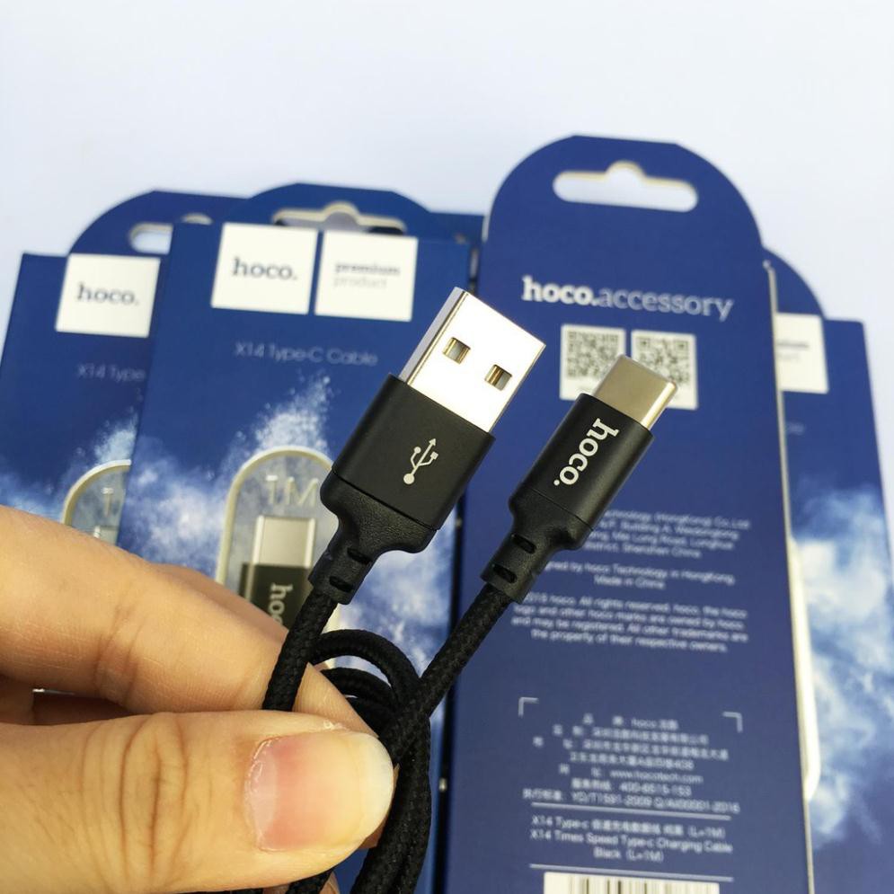 Cáp sạc nhanh dây dù Hoco X14 Type-C 1M chính hãng BH 12 tháng