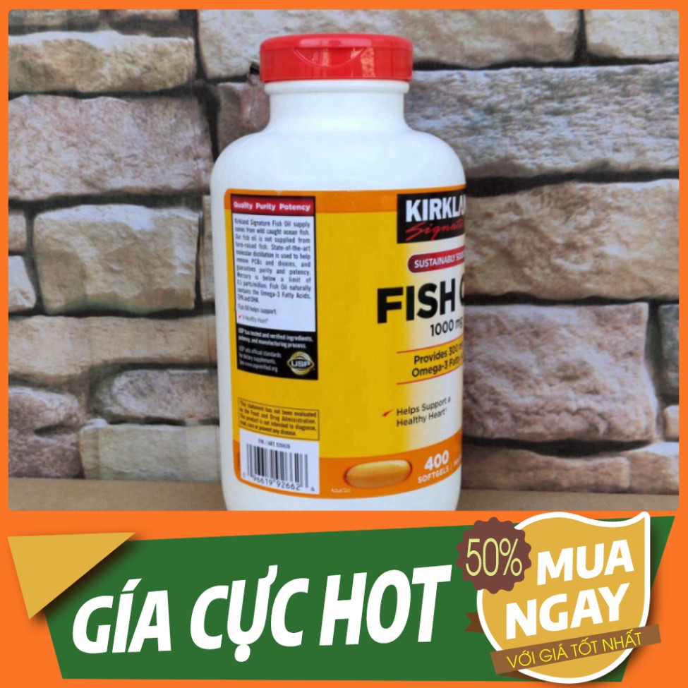 GIÁ CỰC HÓT Hàng Tem Trầy- Viên Uống Fish Oil Dầu Cá Kirkland 400 Viên [Mẫu Mới 2020] - Nắp Đỏ Hình thực tế GIÁ CỰC HÓT