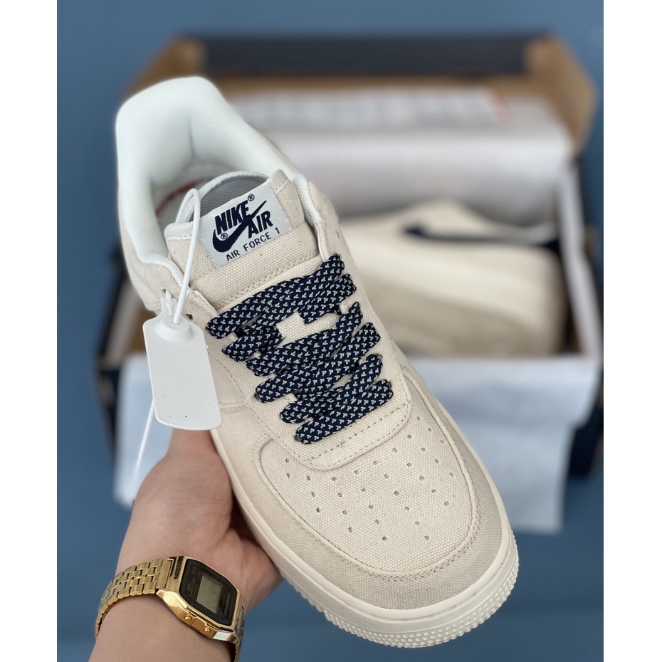 [More&More] Giày AF1 B.eige deep blue vải G.a.i D.ầ.u phiên bản cao cấp đủ size nam nữ | BigBuy360 - bigbuy360.vn