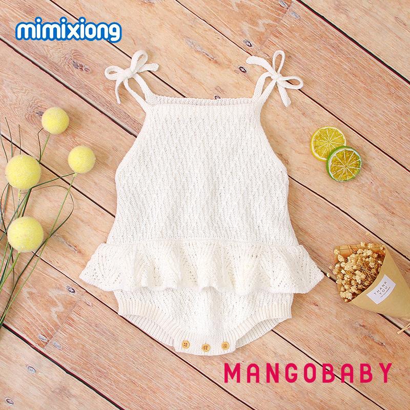 Bộ Áo Liền Quần Hai Dây Dệt Kim Xếp Ly Thời Trang Mùa Hè Cho Bé Gái
