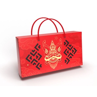 Túi hộp đựng 2 bánh trung thu 125-250g mẫu Lân Đỏ