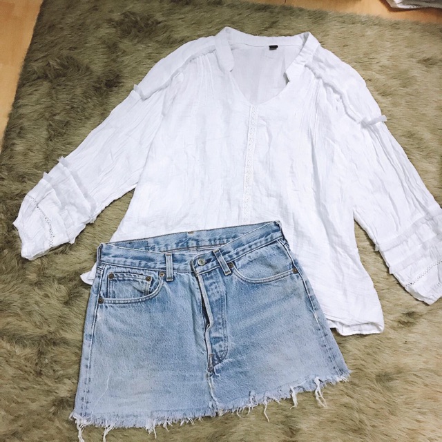 Chân váy jean rách form chữ A siêu đẹp