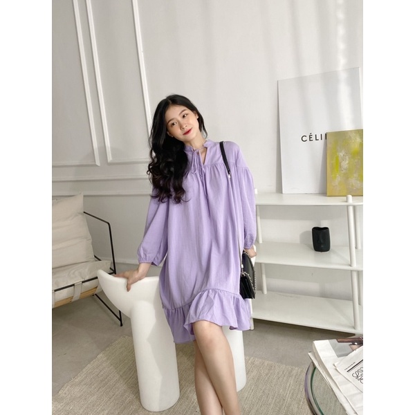 YU CHERRY | Đầm nữ baby cổ tròn, cột dây thắt nơ dễ thương, Tie Babydoll Dress YD149