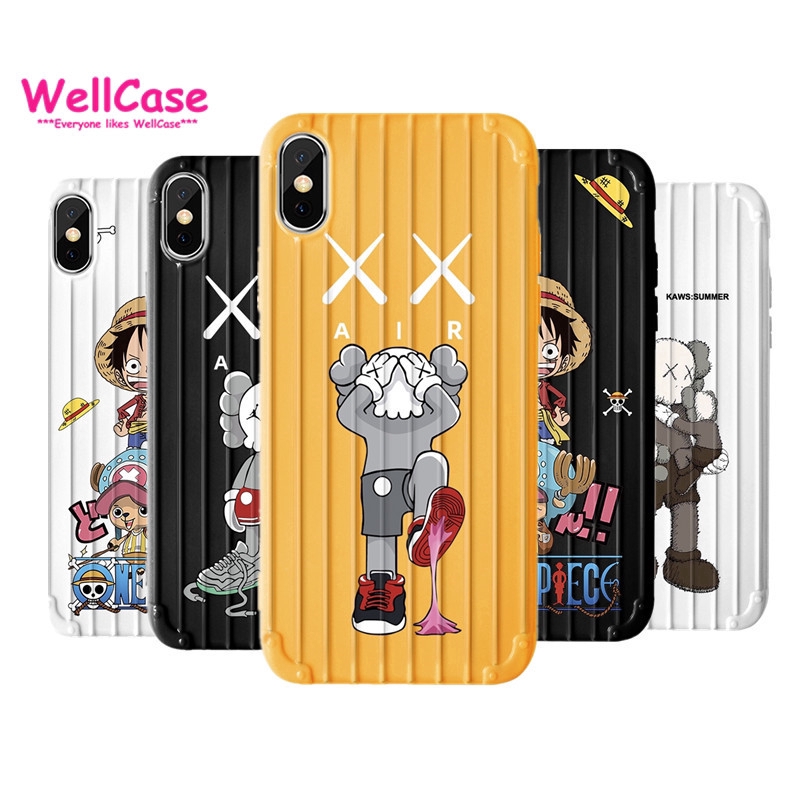 Ốp điện thoại mềm vân va li họa tiết Kaws XX Luffy cho iPhone 6 6plus 7 8 7plus XS MAX XR 11 11pro 11Promax