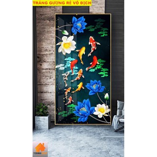 Xả tranh tráng gương sen cá treo phòng khách hoặc bếp