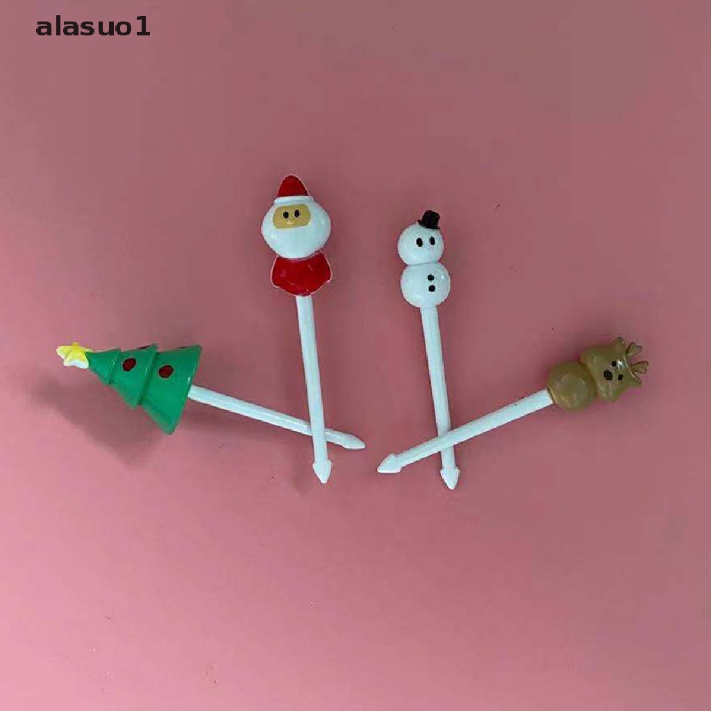 [alasuo1] Nĩa Ăn Trái Cây / Bánh Ngọt Bằng Nhựa Cỡ Nhỏ Hình Hoạt Hình Sáng Tạo Giáng Sinh [V