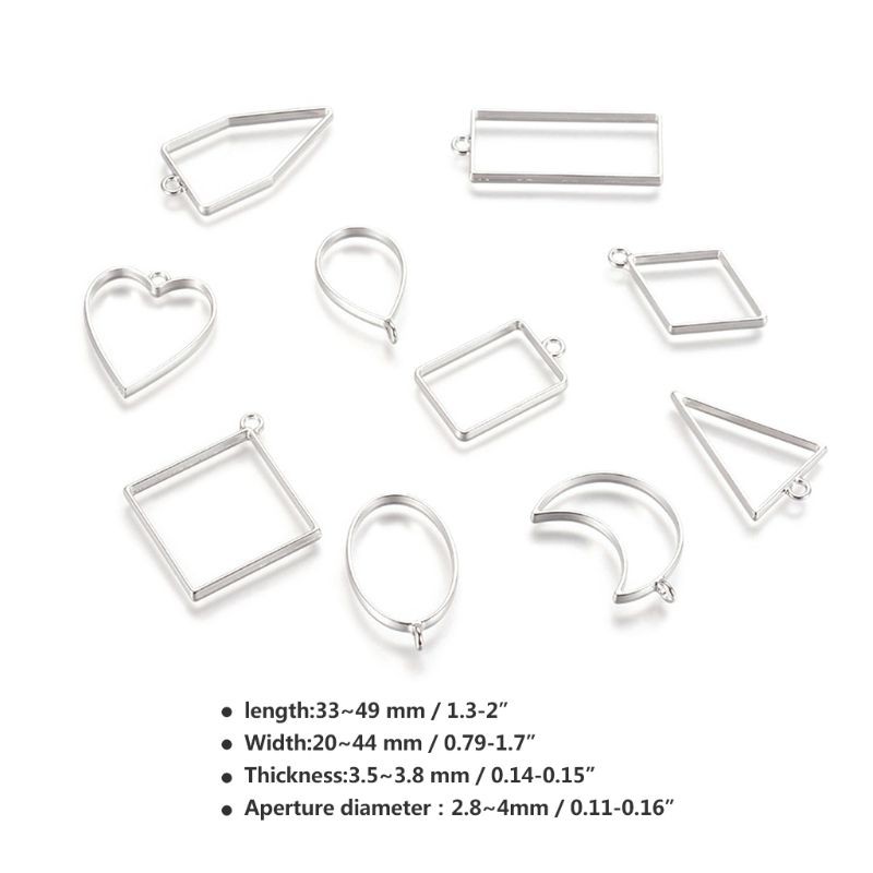 Set 30 khuôn phụ kiện kim loại hình học vuông kim cương DIY làm vật liệu Epoxy Resin UV