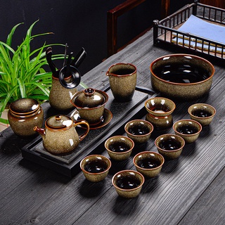 Bộ ấm chén pha trà men thiên mục Lông thỏ hỏa biến