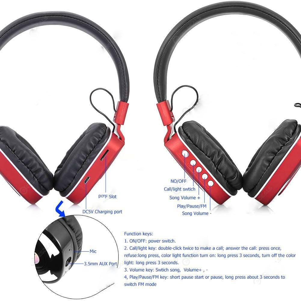 [hot2019)Tai Nghe Chụp Tai Không Dây Bluetooth-BS770 Stereo Casque -Tai Nghe Có Micro Tai Nghe LED Phát Sáng Trong Bóng