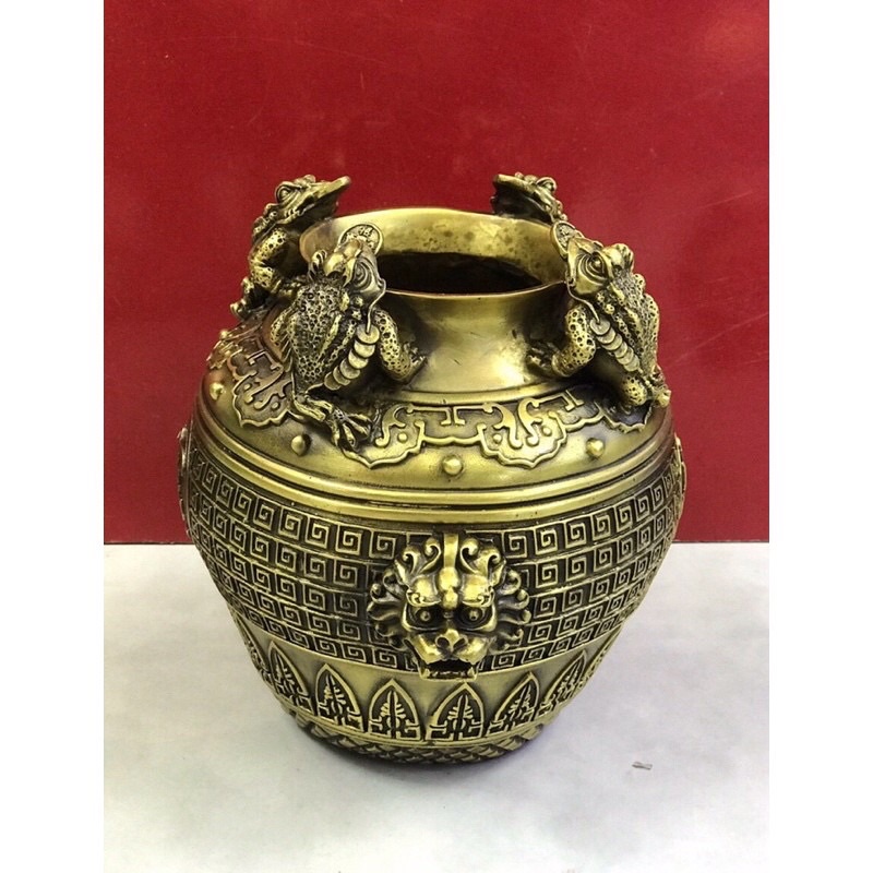 Hũ Cóc Vàng Loại Đẹp Cỡ Đại Chiêu Tài Hút Tài Lộc Vật Phẩm Phong Thủy bằng đồng