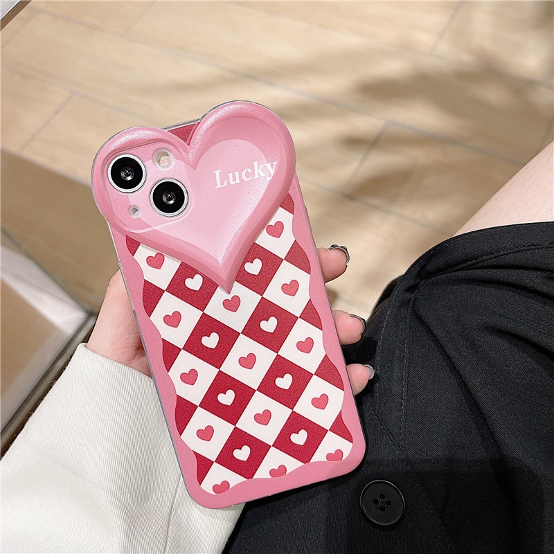 Ốp lưng iphone ốp Điện Thoại MINI Trong Suốt Họa Tiết Trái Tim Màu Hồng Cho iPhone 14 13 12 11 PROMA