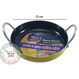 Chảo chống dính 2 quai rainy 22 cm