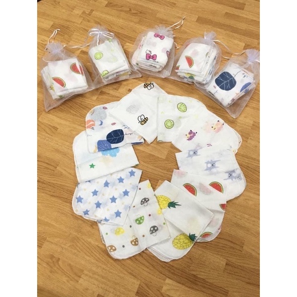 KHĂN SỮA ADEN TÚI LƯỚI SET TÚI 10C