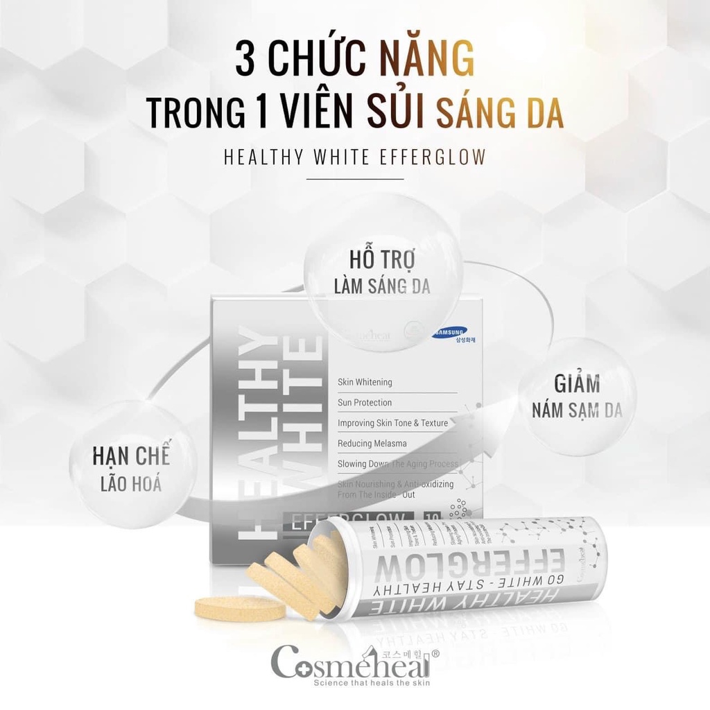 Hàng Chính Hãng - Viên Sủi Trắng Da Cosmeheal Heathy White Efferglow | BigBuy360 - bigbuy360.vn
