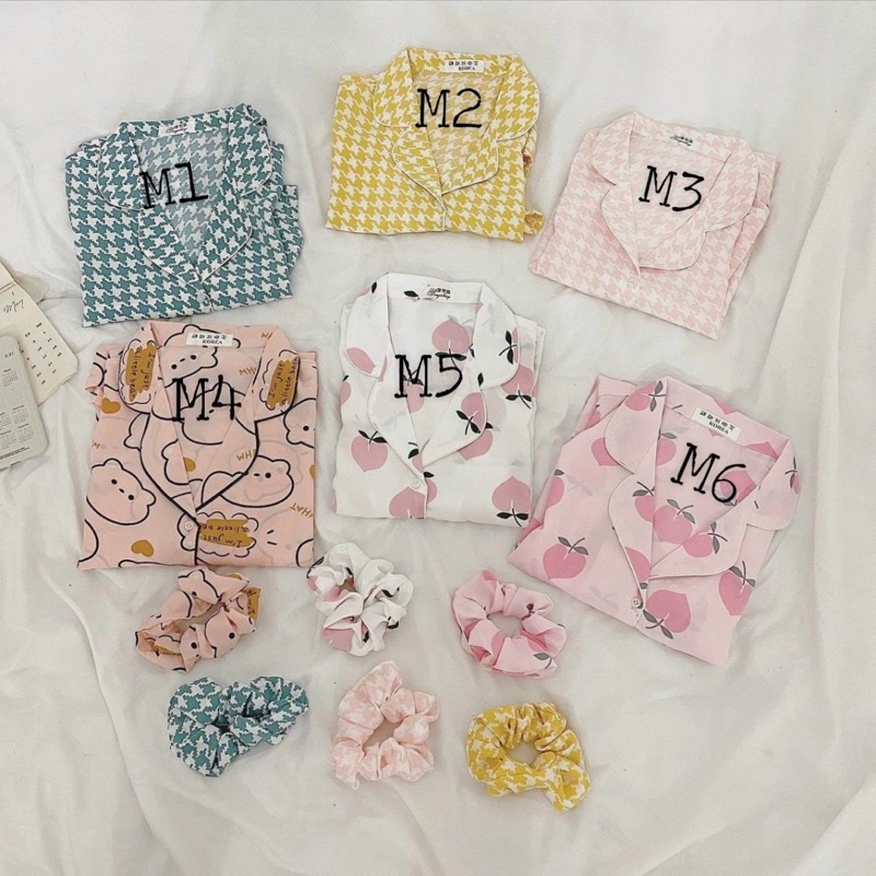 Bộ đồ ngủ Pijama bánh bèo cute chất tơ lụa Freesize hot trend