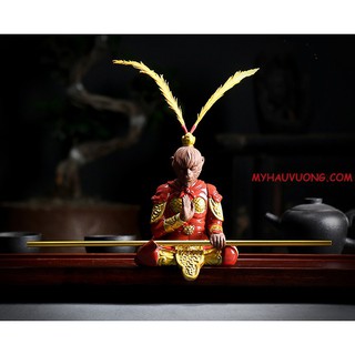 Tượng tề thiên đại thánh – tôn ngộ không gốm màu đỏ niệm một tay mới 2021