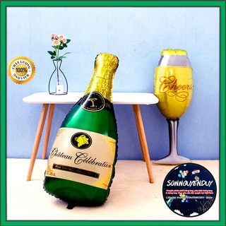 Bóng bay chai rượu và ly rượu Champagne loại to