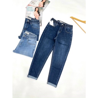 Quần jeans lưng thun dây kéo co giãn xuất khẩu