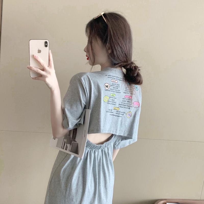 Đầm Thun Ngắn Tay Dáng Dài Xẻ Tà Và Đầm Dài Qua Gối Thời Trang Mùa Hè Dành Cho Nữ