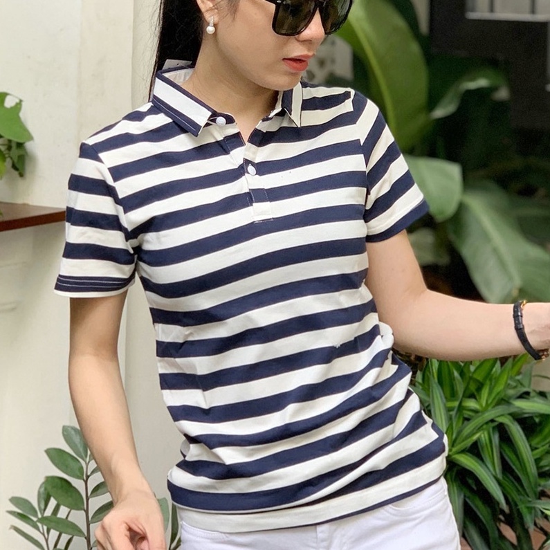 Áo thun nữ Cổ Sơ Mi (Cổ trụ) TOLI, chất cotton 4 chiều mềm mịn, co dãn màu da trời