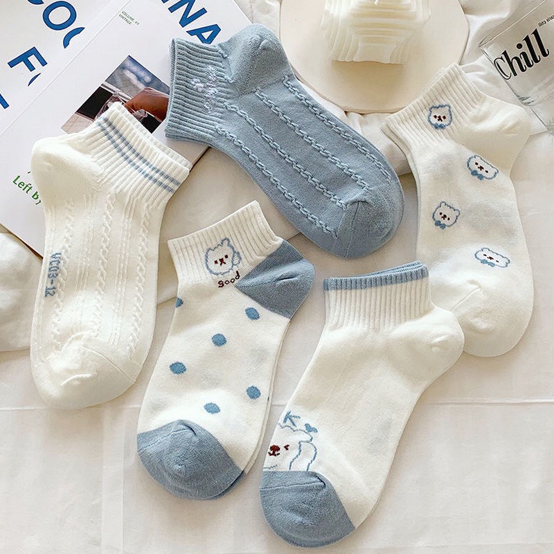 Tất cổ ngắn nam nữ vớ gấu xanh cute cố thấp thời trang hàn quốc đẹp giá rẻ  MRSOCKS VN017