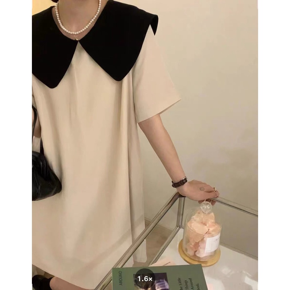 Đầm Cổ Búp Bê Dáng Ôm Đính Nơ Trước Và Sau Lưng Màu Tương Phản Kiểu Hàn Quốc Thời Trang Mùa Hè 2022