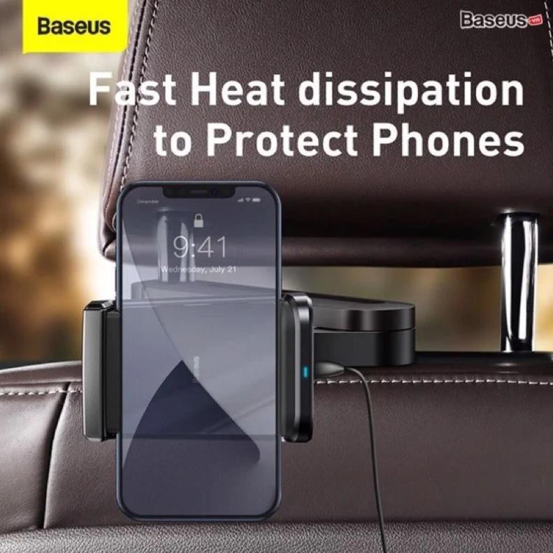 Bộ đế giữ điện thoại gắn lưng ghế trên xe hơi tích hợp sạc không dây Baseus Energy Storage Backseat Holder Wireless