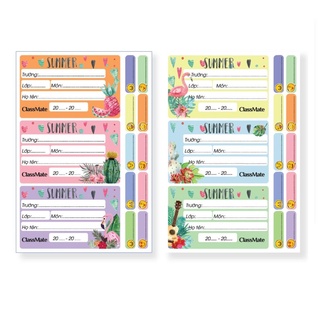 Nhãn vở Classmate Summer CL-NT218 Kết hợp 3 trong 1 gồm nhãn dán sách vở, nhãn tên và nhãn dán gáy sách