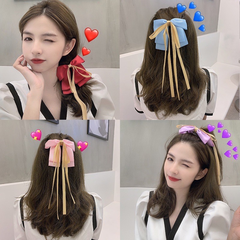 Kẹp tóc nơ vải lụa tiểu thư siêu xinh