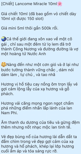 [Mẫu thử] Nước hoa Nữ Lancome Miracle | Thế Giới Skin Care