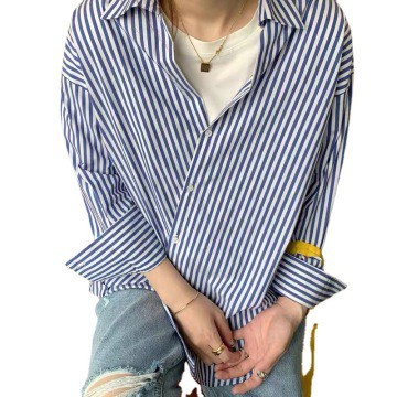 Áo sơ mi dài tay họa tiết sọc phong cách  thanh lịch dành cho nữ