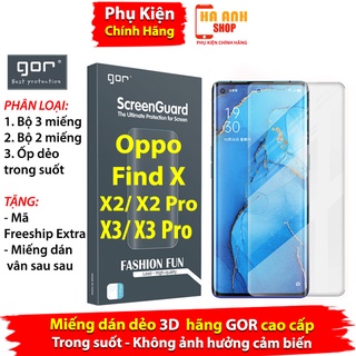 Bộ 3 Miếng dán màn hình Oppo Find X / X2 / X2 Pro / X3 / X3 Pro Full màn H6 hãng Gor cao cấp(Tặng mã Freeship Extra)