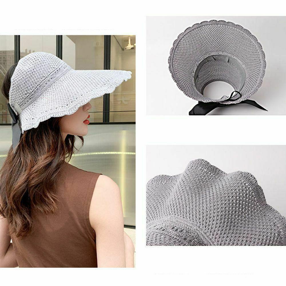 NIUYOU Mũ Đi Biển Chống Nắng Đính Nơ Có Thể Gấp Gọn Tiện Lợi