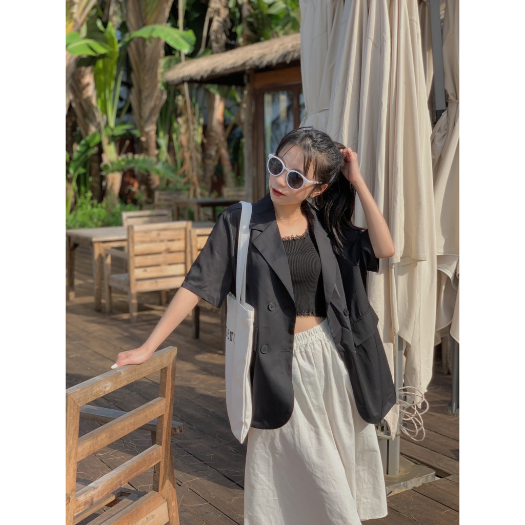 áo blazer một lớp ngắn tay mùa hè SA424 1994closet