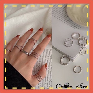 Set 6 Nhẫn Kiểu Đơn Giản Đeo Khớp Ngón Tay Phong Cách Hàn Quốc
