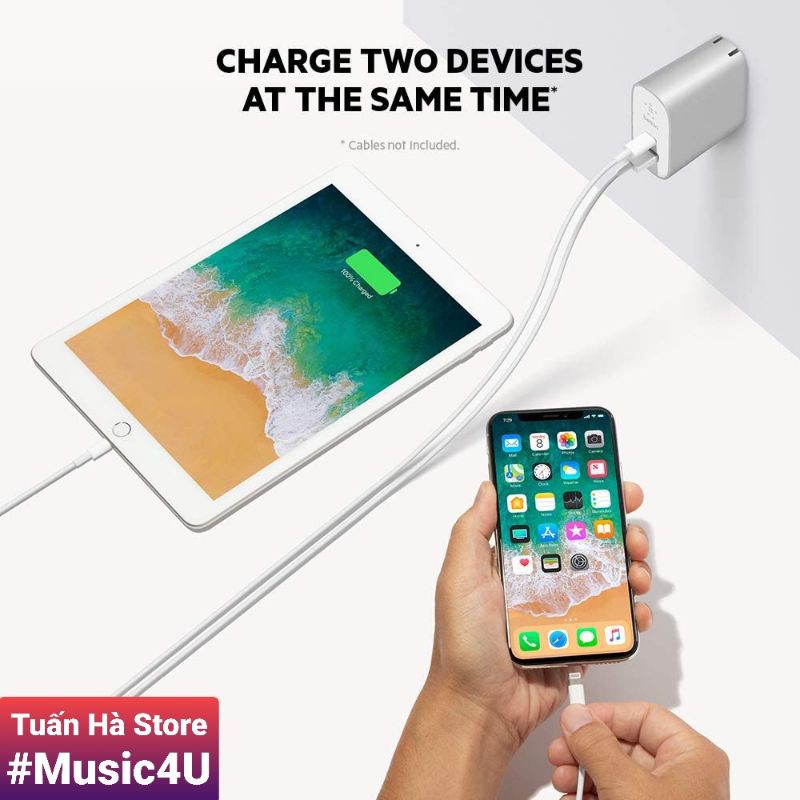 BOOST↑CHARGE™ Củ sạc nhanh Belkin PD 39W 27W USB Type C cho Iphone 11, Iphone 12, Ipad, Macbook, MFI [Music4U]