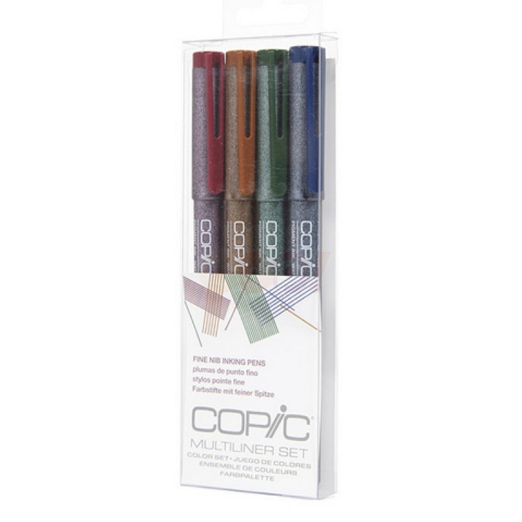 Bút line Copic Multiliner set 4 cây hộp mica fine nib inking pens