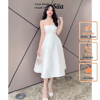 Đầm 2 Dây Dự Tiệc Nữ SUA Store Váy Xoè Chất Vải Gấm Kiểu Dáng Hot Girl Đám Cưới, Dự Sự Kiện Cao Cấp Giá Rẻ
