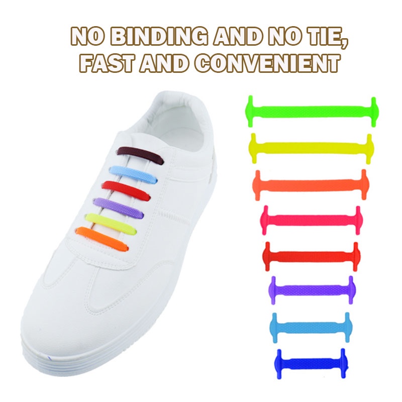 Set 16 Dây Giày Silicone Co Giãn Không Cần Buộc Dành Cho Người Lớn Và Trẻ Em