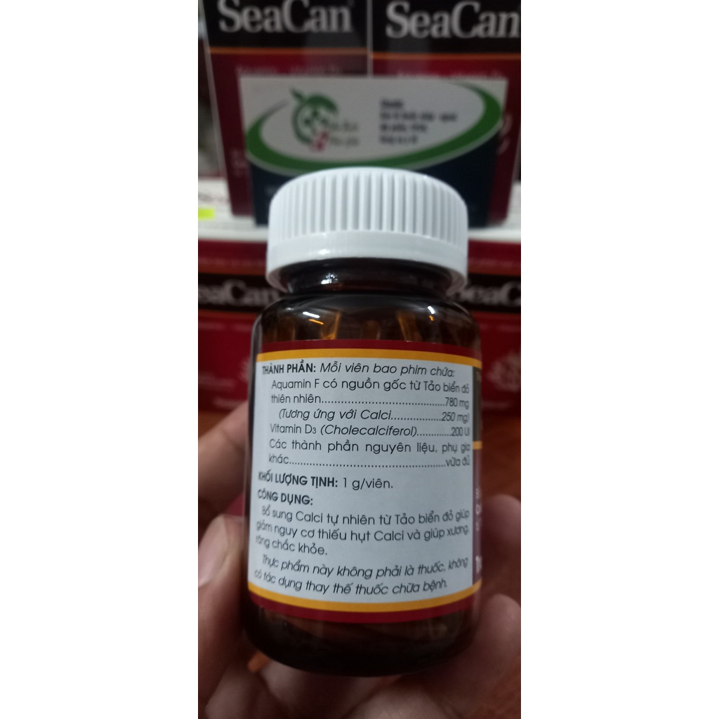 Seacan Bổ sung canxi hữu cơ từ tảo biển và vitamin D3 Magie của Traphaco, giảm loãng xương, tăng chiều cao - Lọ 60 viên