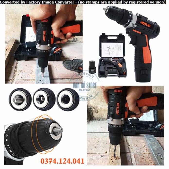 MÁY KHOAN, BẮT VÍT 2 CHIỀU AOTUO DÙNG PIN 12V - KHÔNG BAO GỒM HỘP NHỰA
