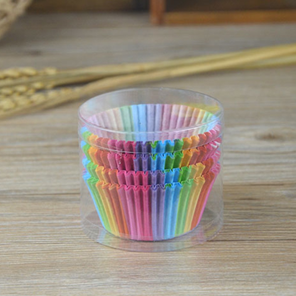 Set 100 Khuôn Giấy Làm Bánh Muffin Chống Dính Chống Dầu Màu Sắc Ngẫu Nhiên