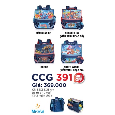 Cặp ngang đi học cho bé trai hiệu Mr Vui
