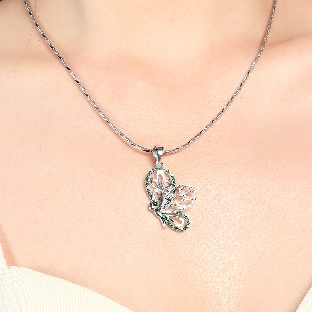 Mặt dây chuyền bạc nữ AVA đính đá mạ vàng trắng AVJ.P000026.00