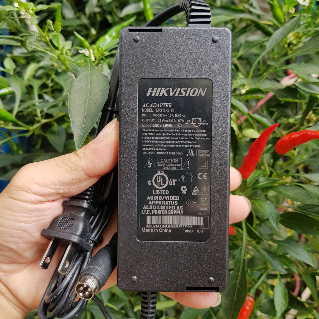 Nguồn Adapter Đầu Ghi Hikvision, Hdparagon 4 Chấu 12V-5A  Hàng Chính Hãng