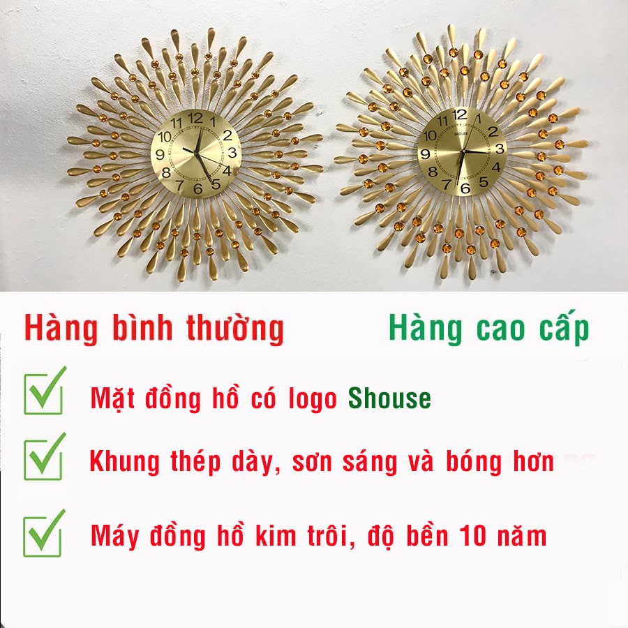 Đồng hồ treo tường kim trôi trang trí thương hiệu Shouse A30 cỡ lớn hiện đại treo phòng khách đẹp