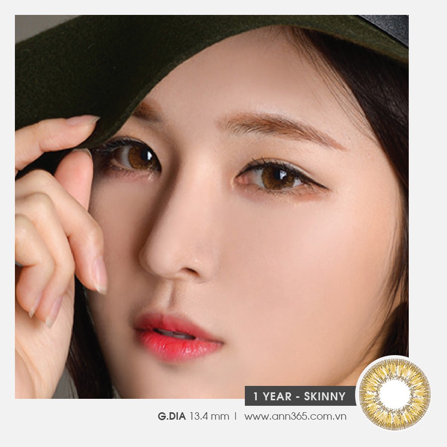 Kính Áp Tròng Cận Thị ANN365 Màu Vàng Hổ Phách Skinny, Lens Mắt Đẹp Hàn Quốc Cho Mắt Nhạy Cảm