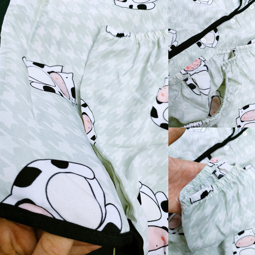 Đồ Ngủ Nữ Pyjama Free Size Mặc Nhà Siêu Dễ Thương, Tay Cộc Quần Đùi Mùa Hè